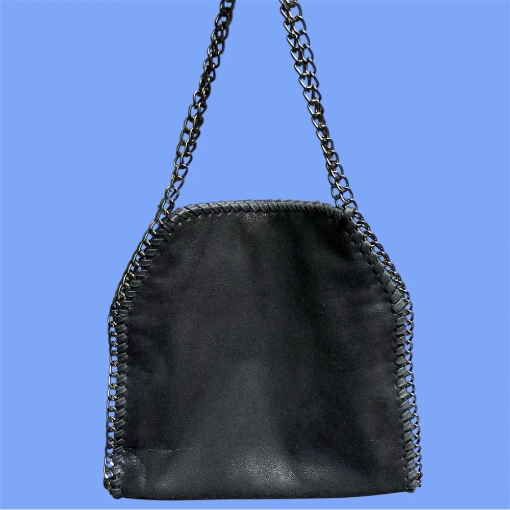 Urban Expressions Black Shimmer Chain-Edge Shoulder Bag. Vegan! NWOT!